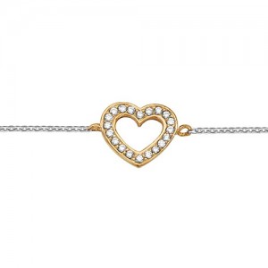 Bracelet argent motif coeur doré oxydes