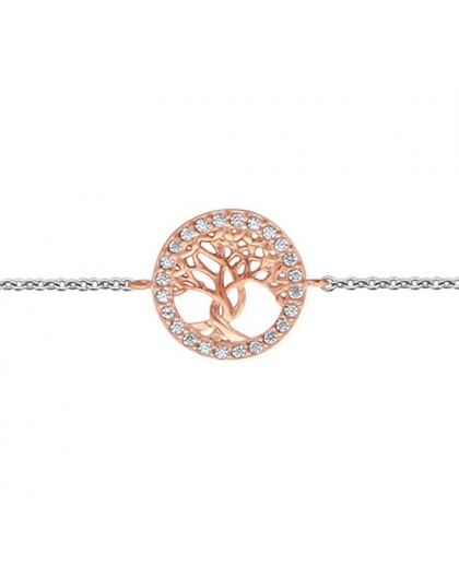 Bracelet argent motif arbre de vie rosé oxydes