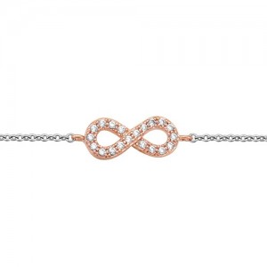 Bracelet argent motif infini rosé oxydes