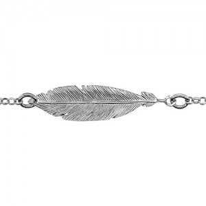 Bracelet argent motif plume