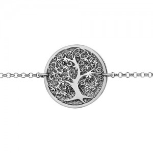 Bracelet argent motif arbre de vie givré
