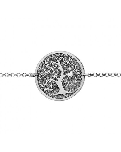 Bracelet argent motif arbre de vie givré