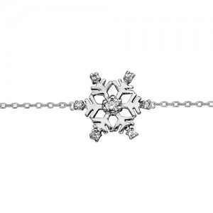 Bracelet argent motif flocon de neige oxydes