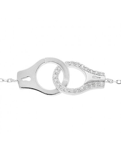 Bracelet argent menottes double oxydes