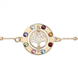 Bracelet plaqué or arbre de vie 7 chakras