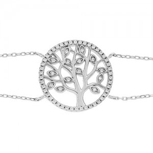 Bracelet argent arbre de vie oxydes double chaines