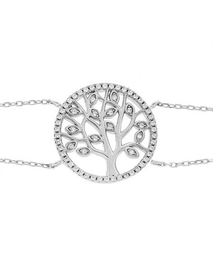 Bracelet argent arbre de vie oxydes double chaines