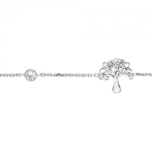 Bracelet argent arbre de vie strass blanc