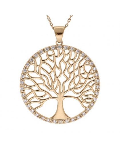Collier plaqué Or motif arbre de vie grand motif