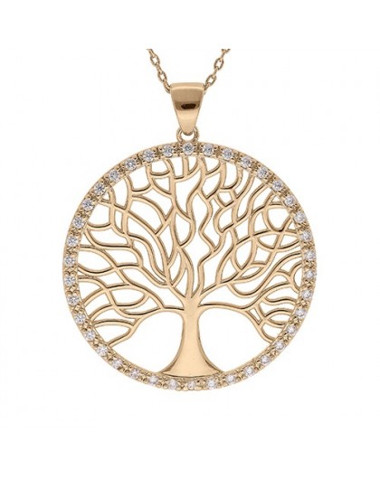 Collier plaqué Or motif arbre de vie grand motif