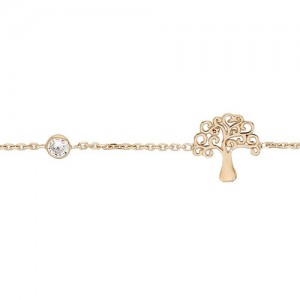 Bracelet plaqué or arbre de vie strass