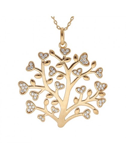 Collier plaqué Or arbre de vie coeurs oz