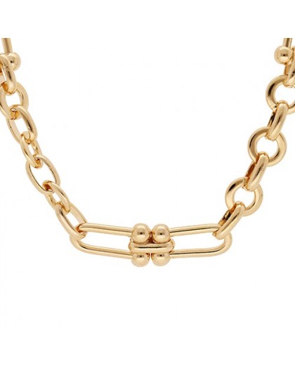 Collier plaqué Or grosses mailles fantaisie
