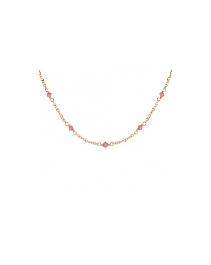 Collier plaqué Or oxydes roses