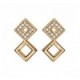 Boucles oreilles plaqué Or double carrés oxydes
