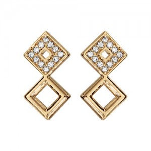 Boucles oreilles plaqué Or double carrés oxydes