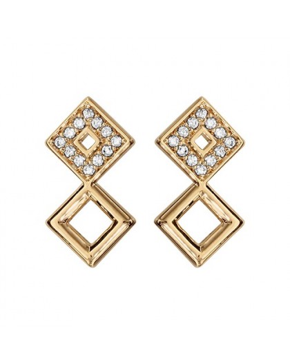 Boucles oreilles plaqué Or double carrés oxydes