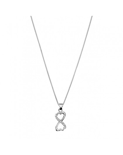 Collier argent infini forme coeurs oxydes