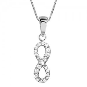 Collier argent motif infini oxydes vertical