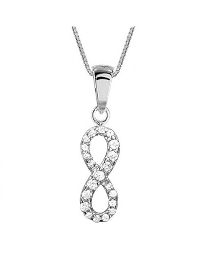 Collier argent motif infini oxydes vertical