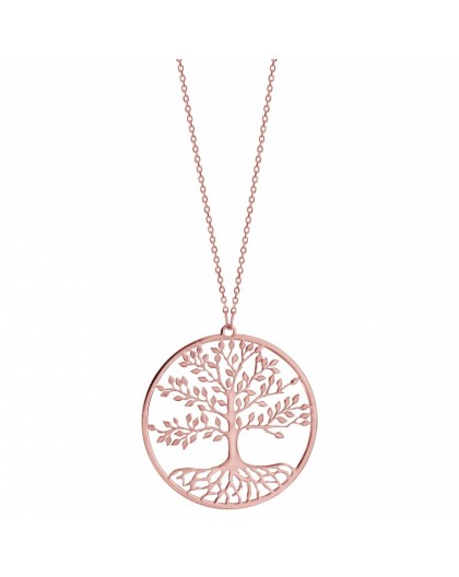 Collier argent rosé Arbre de vie ajouré