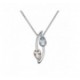 Collier argent double motif topaze bleue blanche