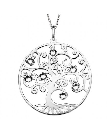 Collier argent Arbre de vie strass blancs