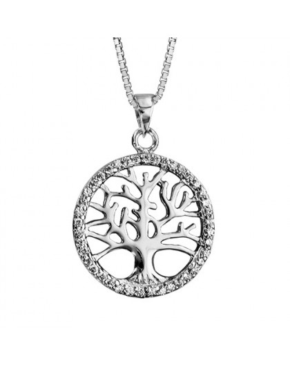 Collier argent Arbre de vie oxydes