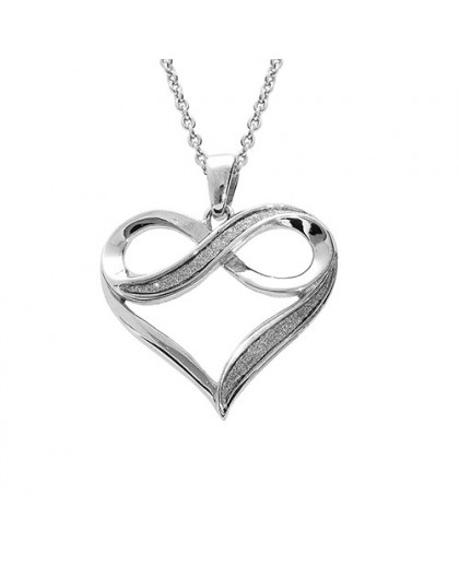 Collier argent Coeur infini finition Glitter