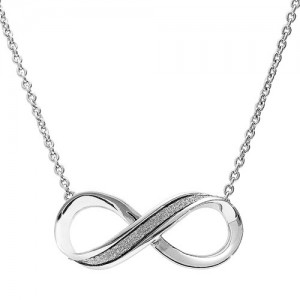 Collier argent motif Infini finition Glitter