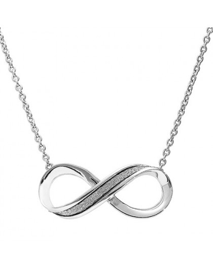 Collier argent motif Infini finition Glitter