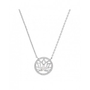 Collier argent Fleur de lotus oxydes