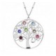 Collier argent Arbre de vie strass couleurs