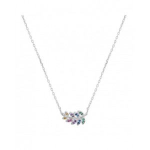 Collier argent feuillage oxydes couleurs