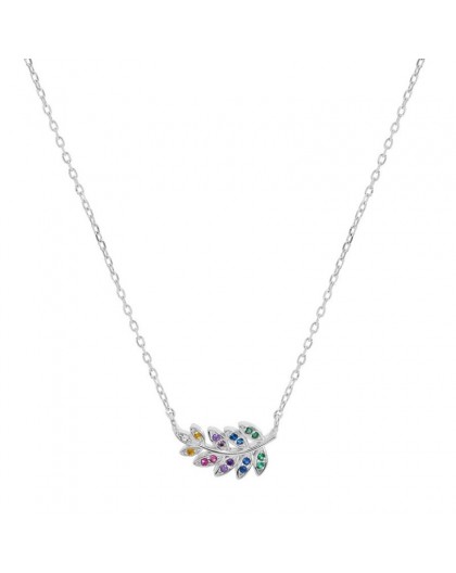 Collier argent feuillage oxydes couleurs