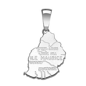 Pendentif argent carte Ile Maurice