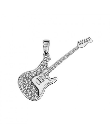 Pendentif argent Guitare électrique sertis oxydes