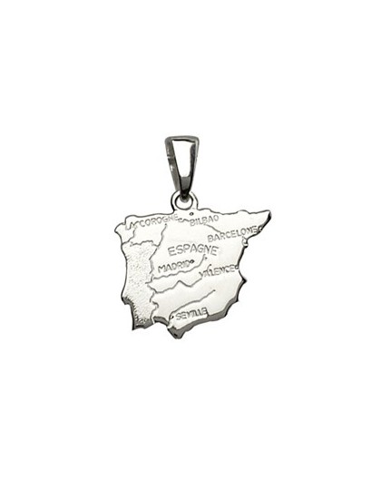 Pendentif argent carte Espagne et villes