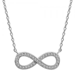 Collier argent motif infini serti oxydes zirconium