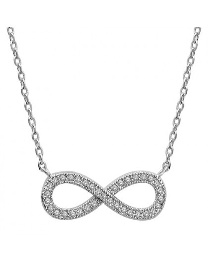 Collier argent motif infini serti oxydes zirconium