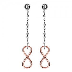 Boucles oreilles argent pendantes infini rosé