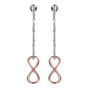 Boucles oreilles argent pendantes infini rosé