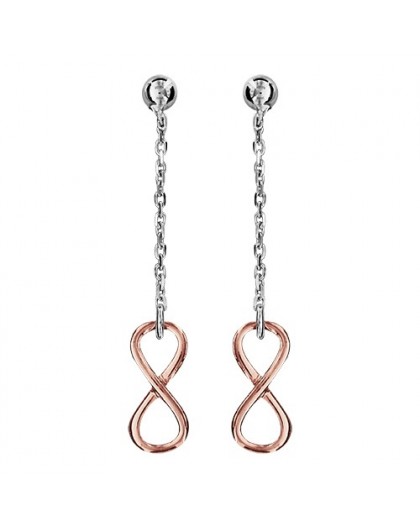 Boucles oreilles argent pendantes infini rosé