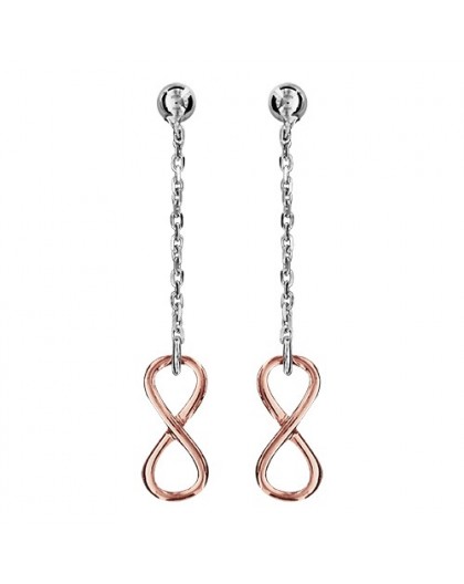 Boucles oreilles argent pendantes infini rosé