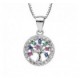 Collier argent arbre de vie et pierres multicolore