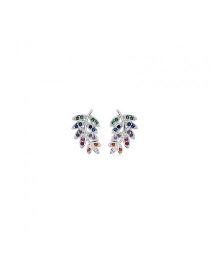 Boucles oreilles argent feuillage oxydes couleurs