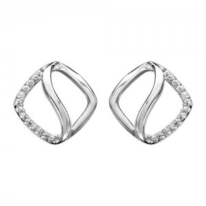 Boucles oreilles argent motif carré oxydes