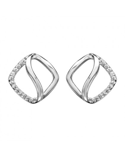 Boucles oreilles argent motif carré oxydes