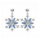 Boucles oreilles argent flocon neige oxydes bleus