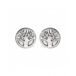 Boucles oreilles argent puces arbre de vie nacre